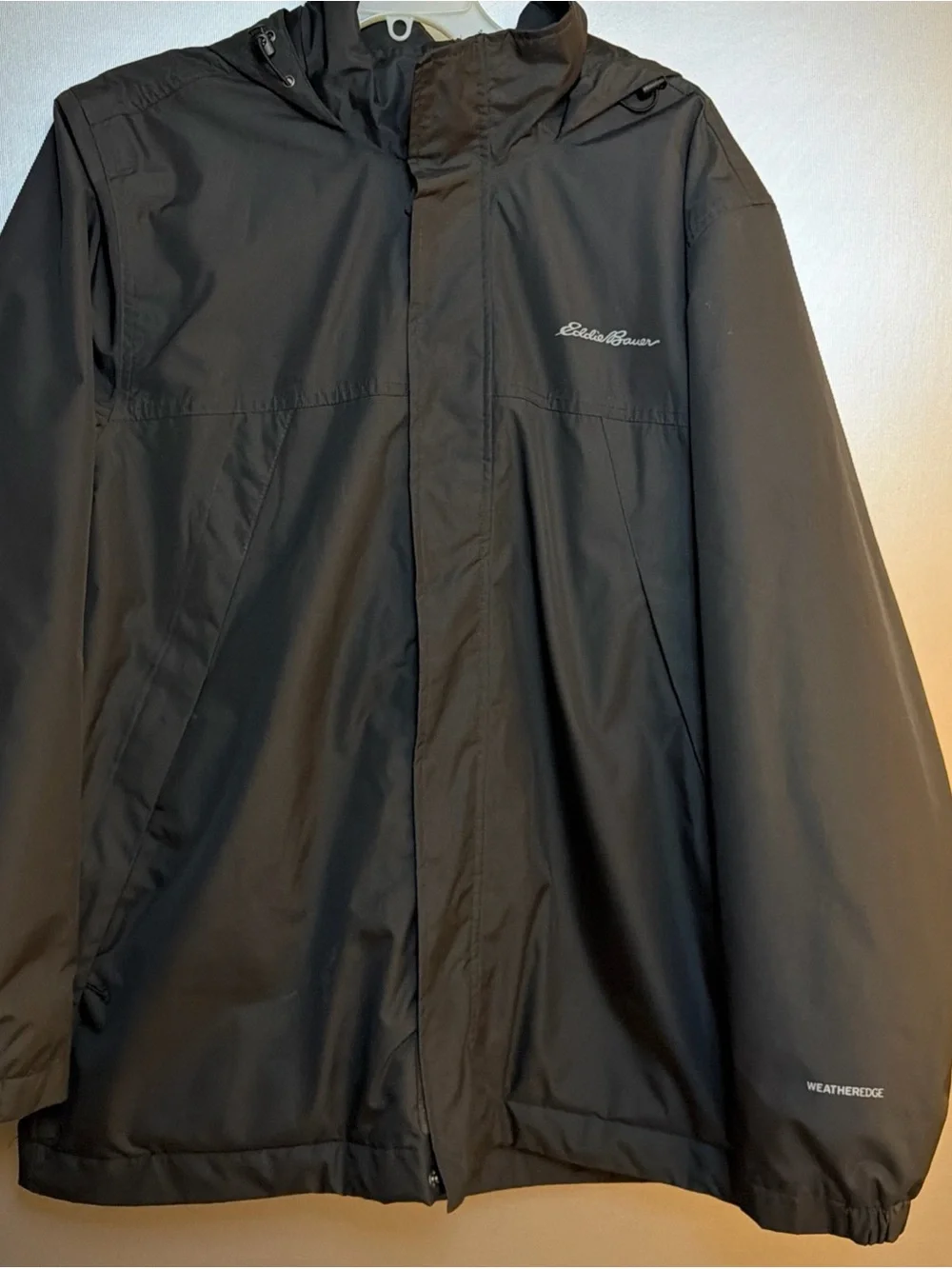 Eddie Bauer Black Hooded Rain Jacket
